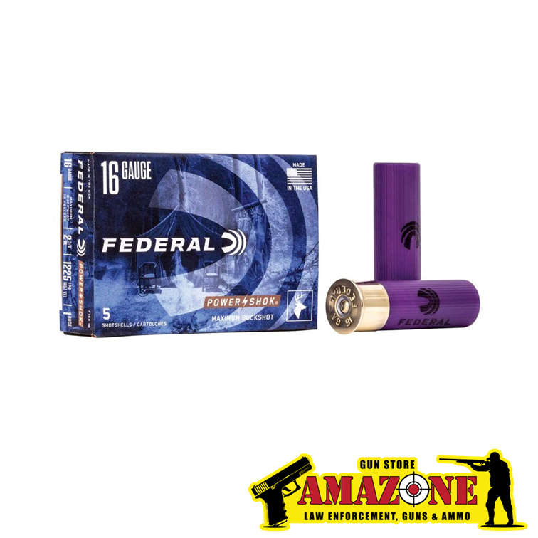 Power-Shok Buckshot, 16 Gauge, 1 Buck Shot, 2-3/4 in, 1225 fps (12 PELLETS)