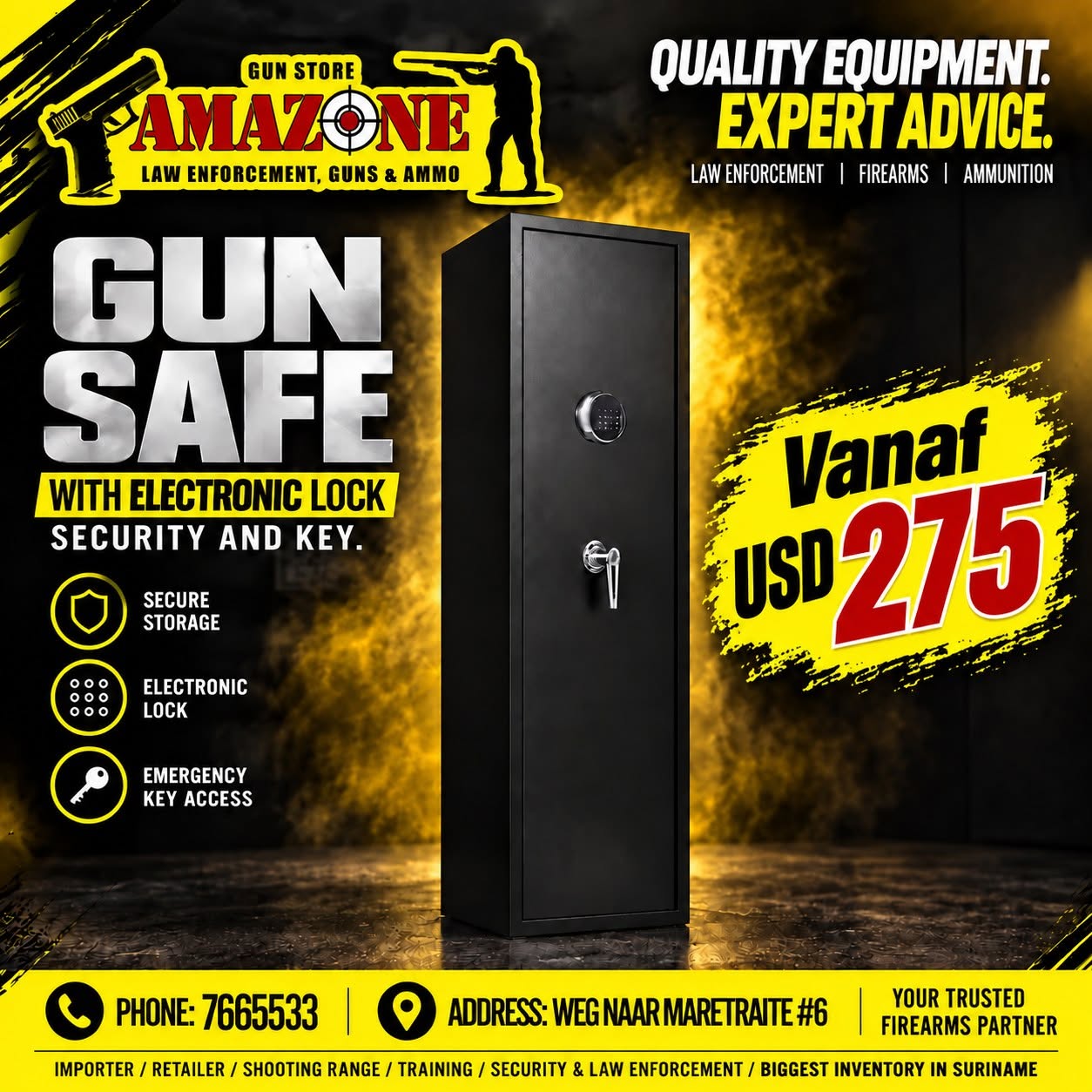 Gun Safe with Electronic Lock Security and Key